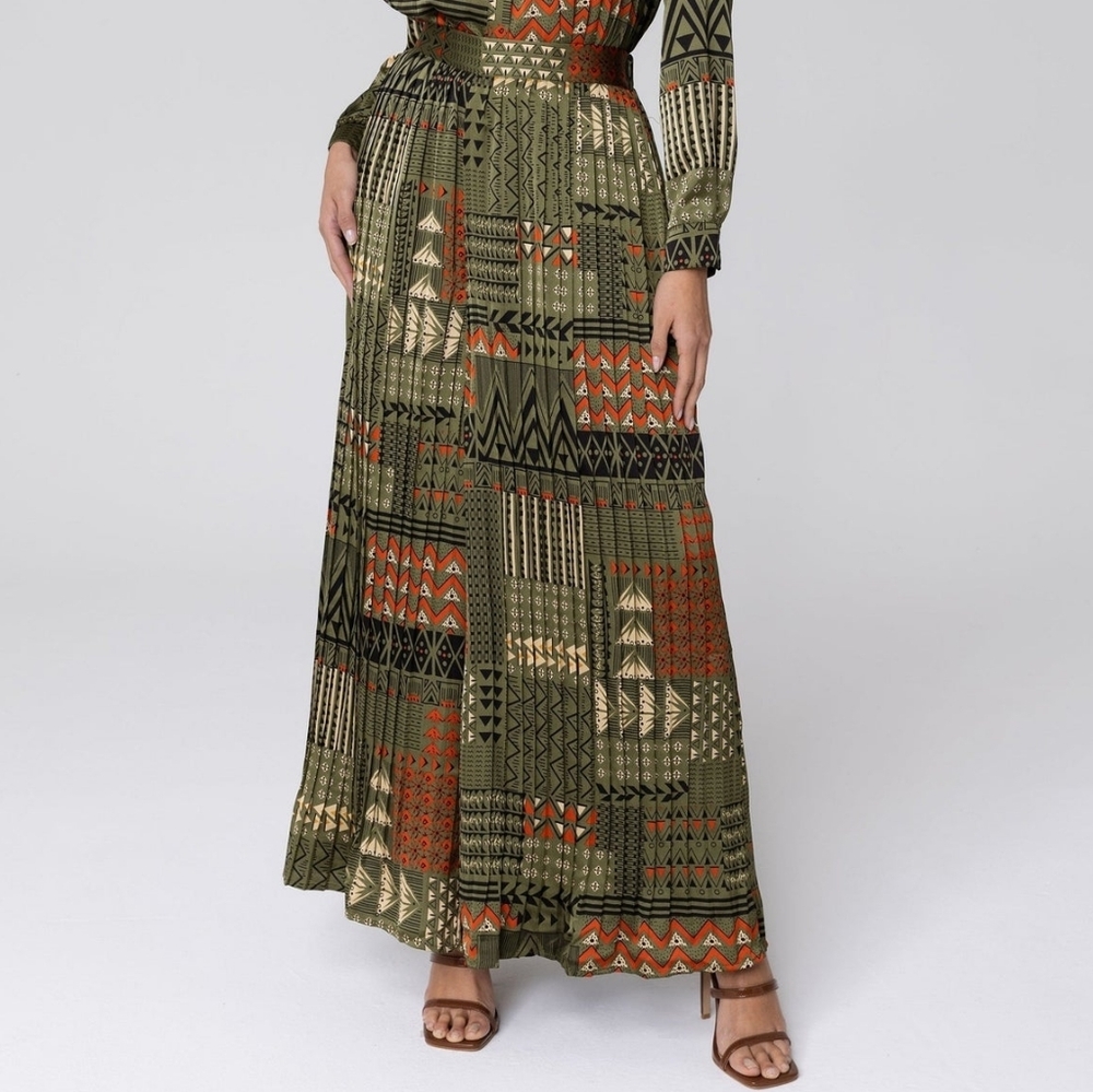 Wide Leg Pleated Palazzo Pants - Mutlicolor